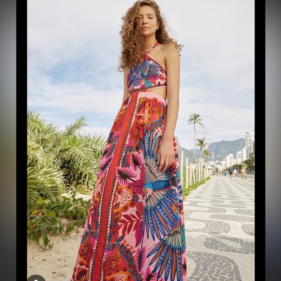 Farm Rio Macaw scarf maxi dress NWT size XL - Picture 2 of 8